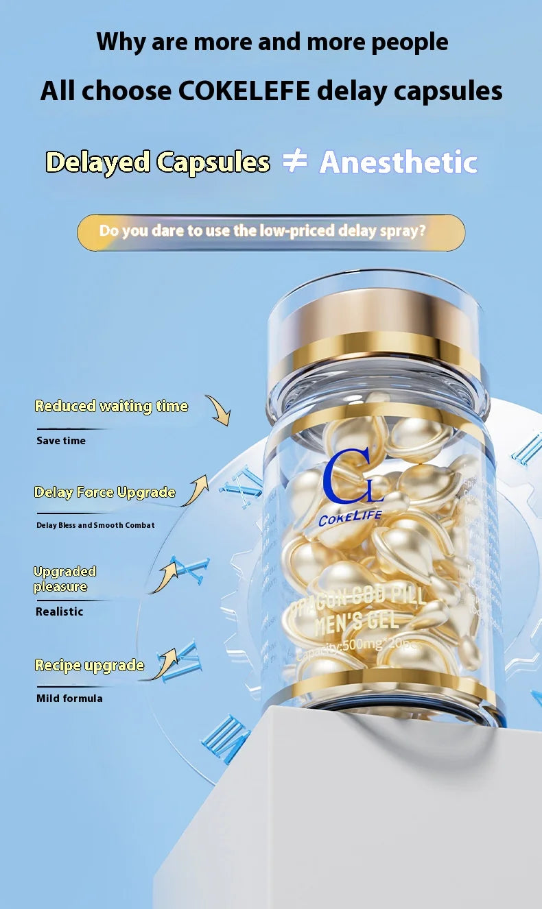 20 Kapseln zur Verzögerung der männlichen Sexualität, Kapsel zur Verzögerung der sexuellen Luststeigerung, für Erwachsene, zur äußerlichen Anwendung, Gleitgel für Männer