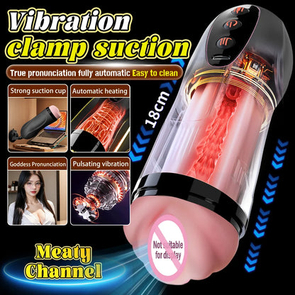 Sexspielzeug für Männer Männlicher Masturbator Cup Saugen Stoßen Vibrationsmodi Heizung Penispumpe Männlicher Stroker Exotische Produkte für Erwachsene