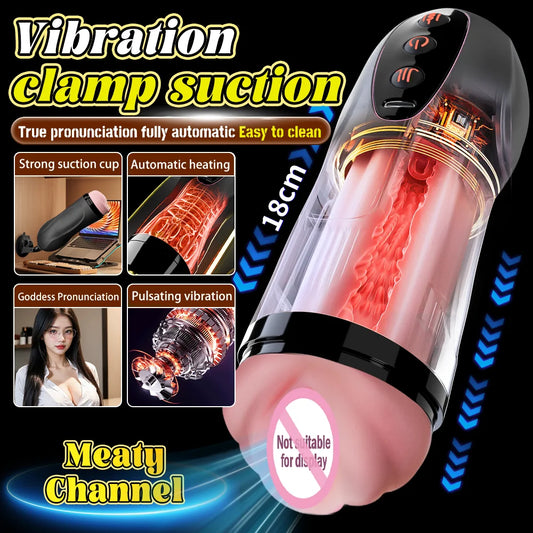 Sexspielzeug für Männer Männlicher Masturbator Cup Saugen Stoßen Vibrationsmodi Heizung Penispumpe Männlicher Stroker Exotische Produkte für Erwachsene