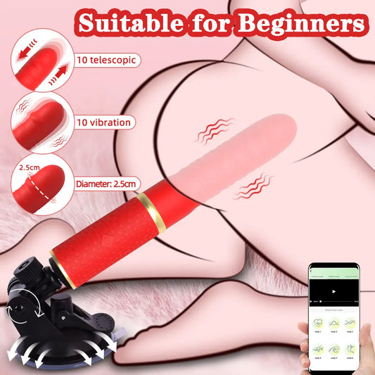 Máquina sexual con vibrador y consolador para adultos, juguetes sexuales para mujeres y hombres, punto G, clítoris, juego anal, ventosa grande, juguetes anales para parejas