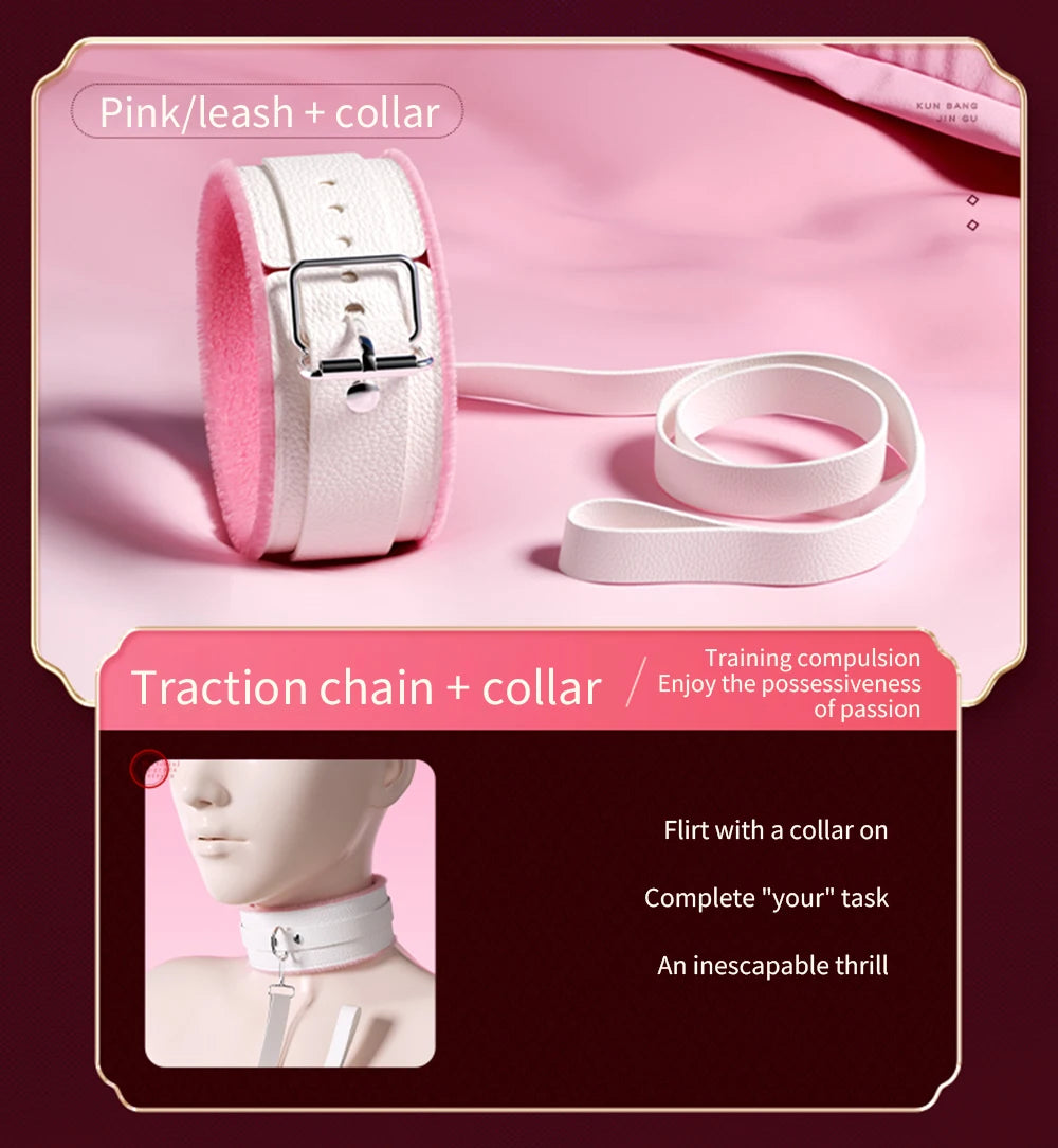 BDSM Bondage Set Restraint Erwachsene Spiel Handschellen Halsband Handgelenk Mundknebel Strap Fetisch SM Sexspielzeug für Frauen Paare Produkt