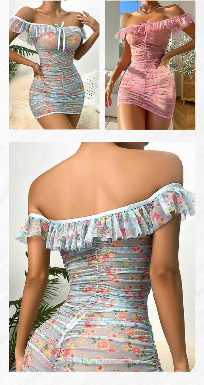 Lencería sexy para mujer, camisón con volantes, camisón cruzado en la cadera, lencería sexy para mujer, lencería sexy para mujer, push up.