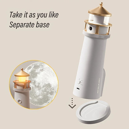Romantic Moon Projection Motion Sensor Night Lights Lighthouse Ambient Lights Dimmable for Desktop Decor Light Christmas Gift