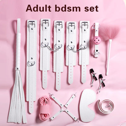 BDSM Bondage Set Restraint Erwachsene Spiel Handschellen Halsband Handgelenk Mundknebel Strap Fetisch SM Sexspielzeug für Frauen Paare Produkt