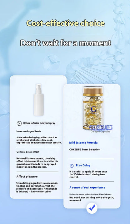 20 Kapseln zur Verzögerung der männlichen Sexualität, Kapsel zur Verzögerung der sexuellen Luststeigerung, für Erwachsene, zur äußerlichen Anwendung, Gleitgel für Männer