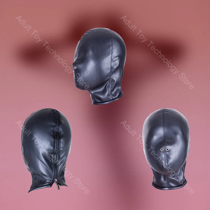 BDSM-Lederhaube, verstellbare Vollkopfbedeckung, sadistisches Sexspiel, Bestrafung, BDSM-Bondage-Training, Sexspielzeug für Erwachsene für Paare