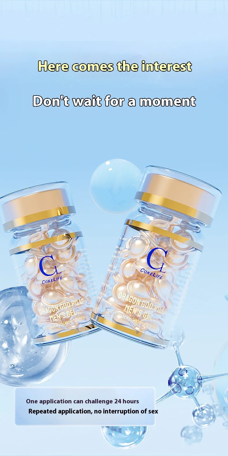 20 Kapseln zur Verzögerung der männlichen Sexualität, Kapsel zur Verzögerung der sexuellen Luststeigerung, für Erwachsene, zur äußerlichen Anwendung, Gleitgel für Männer