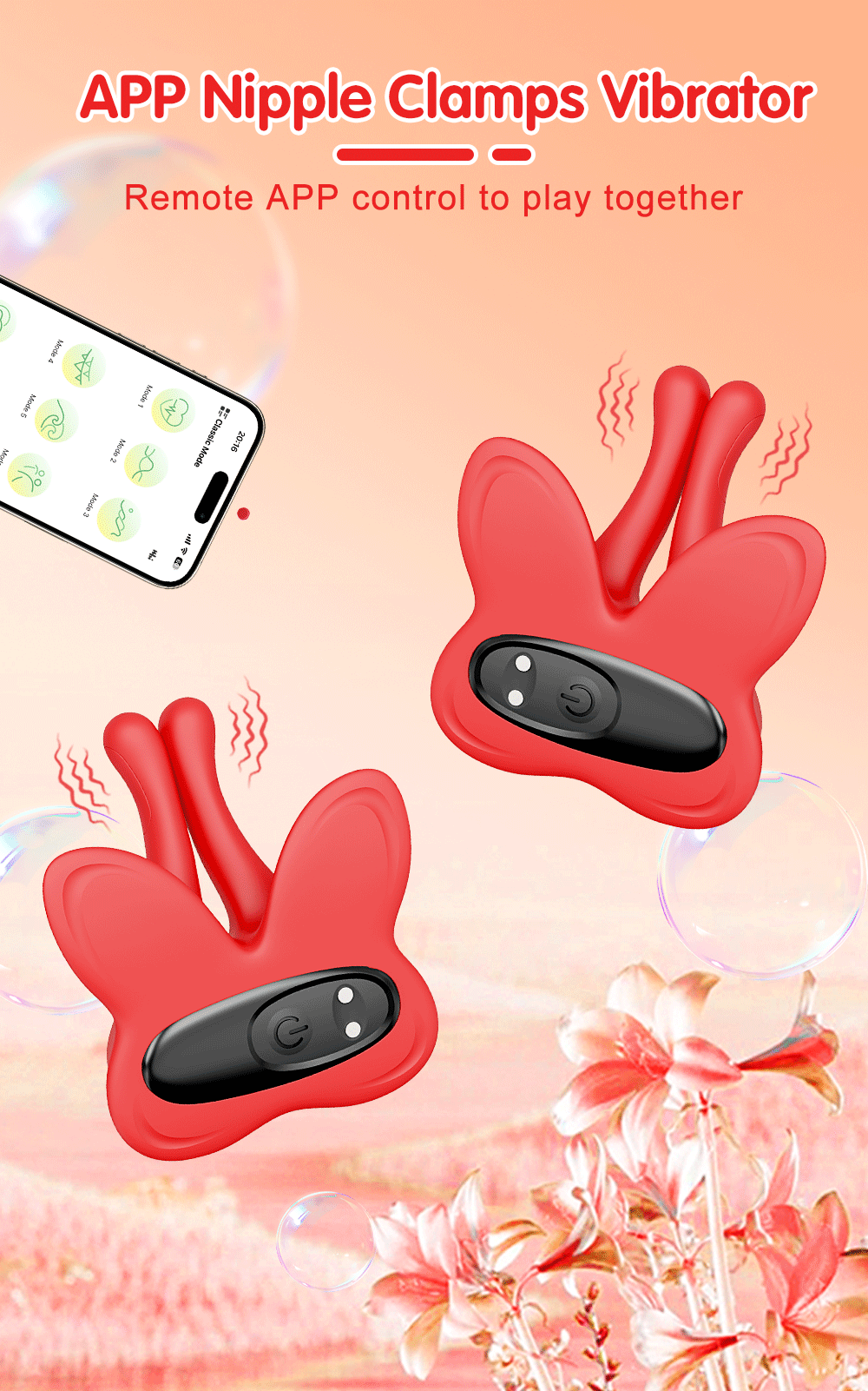 Vibrierende Nippelklemmen, Vibrator, Nippelstimulation mit 9 Vibrationsmodi, BDSM, Sexspielzeug für Erwachsene, für Frauen, Paare, Vergnügen