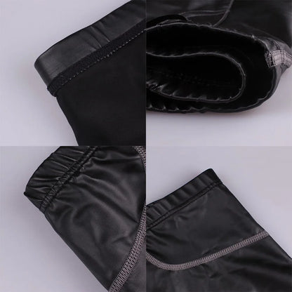 Calzoncillos bóxer de efecto mojado para hombre, pantalones cortos negros de tiro bajo, ropa interior sexy para discoteca, calzoncillos de piel sintética, lencería