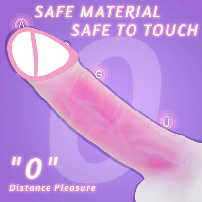 Fernbedienung Vibrierender großer Dildo Simulierter Penis Kraftvoller Stretch &amp; Vibrieren Heizender Dildo Vibrator Penis Masturbator für Frauen