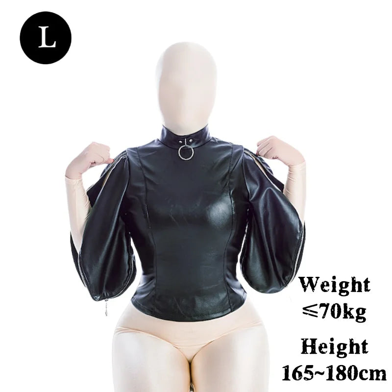 Disfraces sexys de bondage BDSM para adultos con camisola de cuero sintético para la parte superior del cuerpo, para parejas, juegos de rol de esclavos, juguetes sexuales.