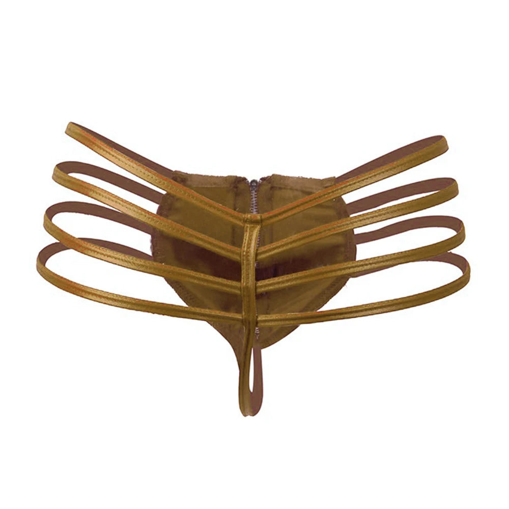 Lencería sexy de talla grande para hombre, transparente, con suspensorio, de piel sintética, tipo tanga, ropa interior para discoteca, erótica japonesa, con espalda en T