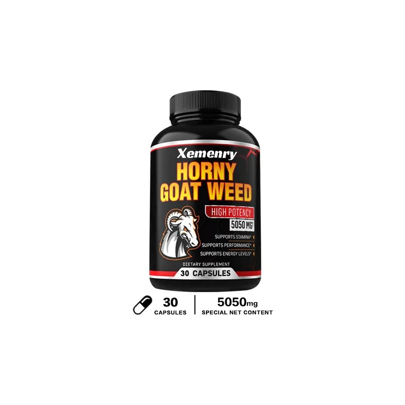Horny Goat Weed Capsules 5050 mg - Contains Black Pepper Extract - Maximum Potency 120 Capsules Supplement