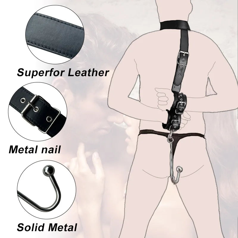SM Anal Hook Backhand Binding Apertural Plug Porn Metal Bondage Rear Butt Plug Erotic HandCuffs Mouth Gag Adult Sex Toy