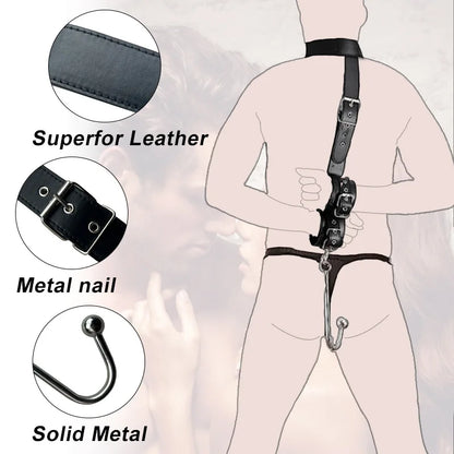 SM Anal Hook Backhand Binding Apertural Plug Porn Metal Bondage Rear Butt Plug Erotic HandCuffs Mouth Gag Adult Sex Toy