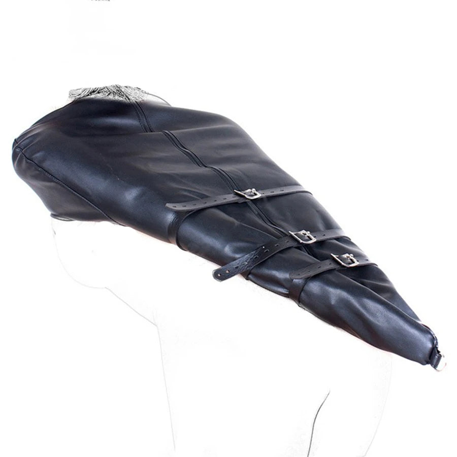 BDSM Sex Bondage Armbinder, Zwangsjacke hinter dem Rücken, SM Leder Armbinder Fessel, abschließbarer Sklavenhandschuh mit Schultergurt