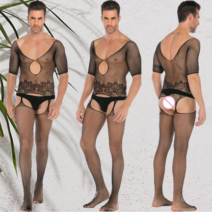 Juguete sexual sexy para parejas adultas 2025, lencería de rejilla para hombre, monos, babydoll transparente para hombre, ropa de dormir, ropa interior porno para caballeros.