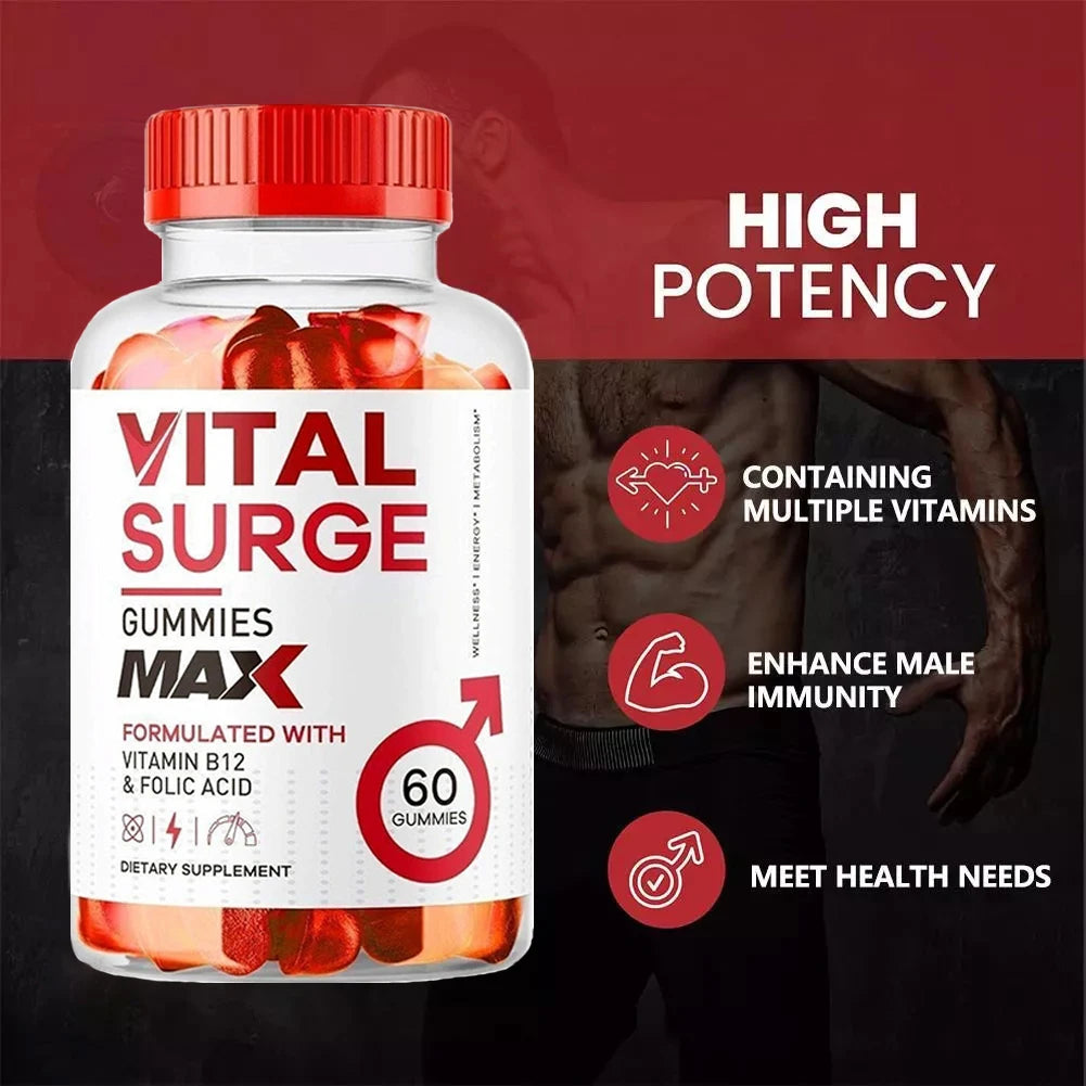Gomitas masculinas Vital Surge Testo: suplemento para la mejora masculina Vital Surge que potencia el rendimiento y la potencia.