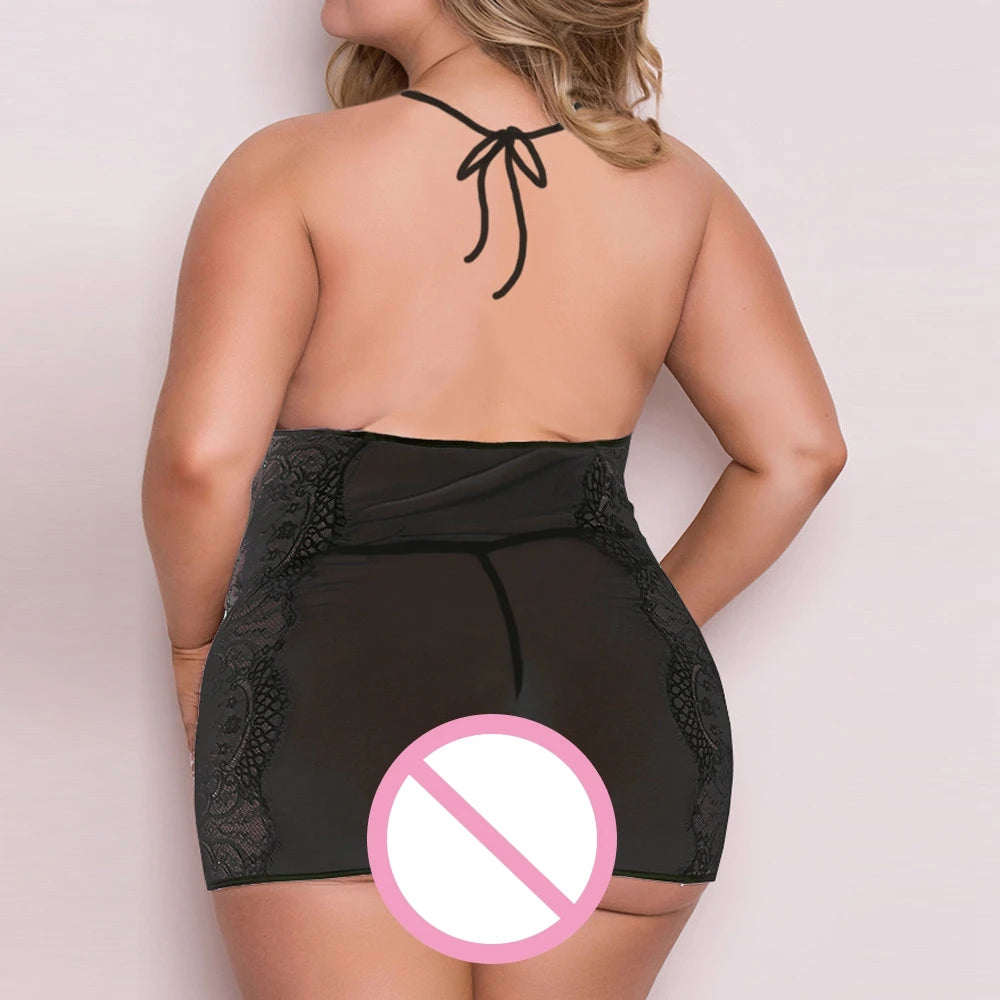 3XL ~ 5XL Damen Sexy Dessous Hot Sexy Kleidung Erotische Spitze Blume Pyjamas Unterwäsche Pyjamas Nachthemd Sex Kleidung