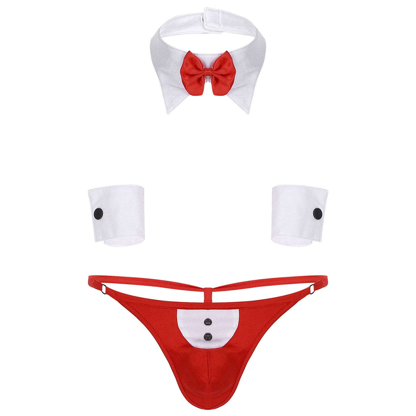 Conjunto de lencería de esmoquin para hombre, disfraz de sirvienta sexy, tanga, calzoncillos tipo bóxer con cuello y puños de pajarita, ropa de club