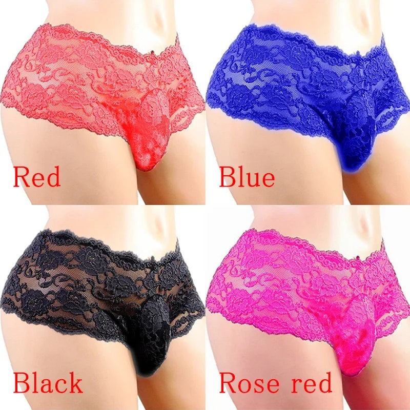 Sexy Dessous Sexy Höschen Herrenunterwäsche Plus Siz Spitze Sissy Männlich Atmungsaktiv Suspensorium Slips G-String Tangas Porno Unterhose