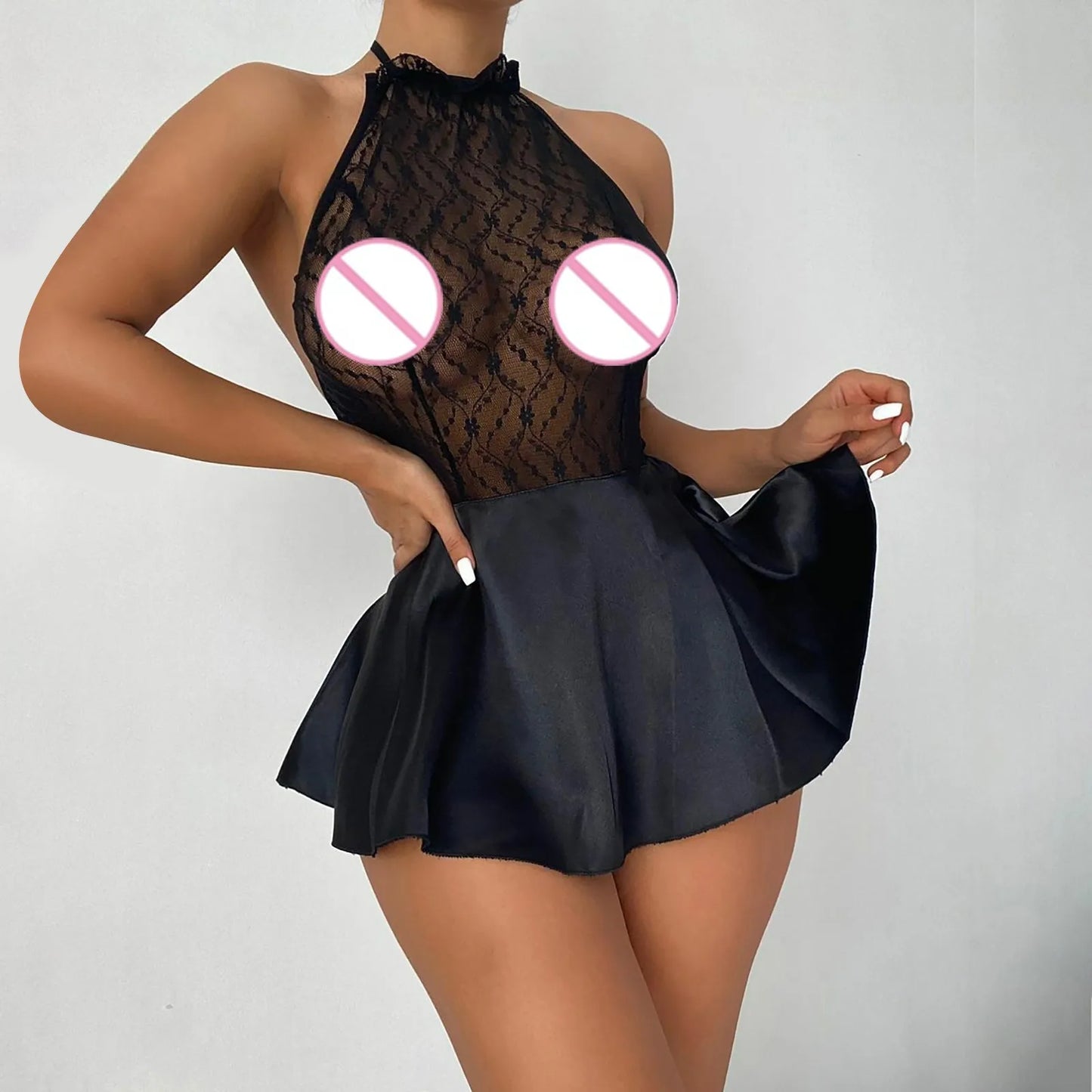 Damen Sexy Erotik Spitzenkleid Dessous Erotische Dessous Exotisches Set Transparentes Babydoll Tanga Set Damen Pyjama Kleid 2025