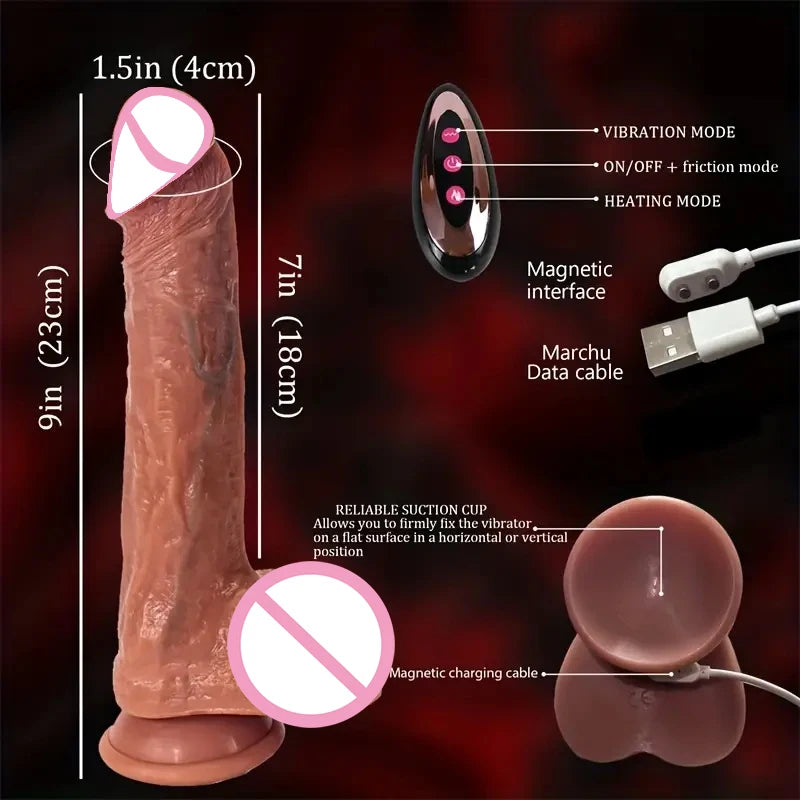 Consolador realista con vibración para mujeres, masturbación, calentamiento, penetración de pene, vibrador anal, consoladores de pene grande para adultos, juguetes sexuales sexys.