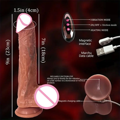 Consolador realista con vibración para mujeres, masturbación, calentamiento, penetración de pene, vibrador anal, consoladores de pene grande para adultos, juguetes sexuales sexys.
