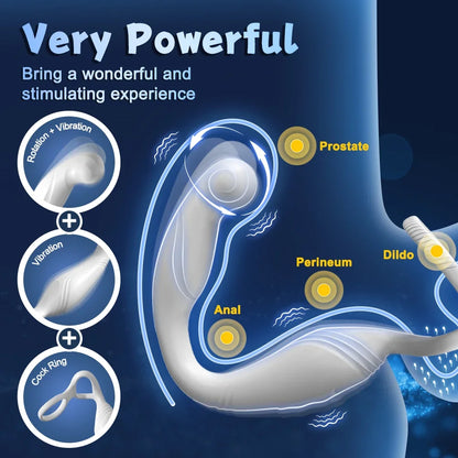 Männliches Sexspielzeug, rotierender Vibrator für Männer, Prostata-Massagegerät, Doppel-Penisring, Penisringe, Anal-Vibrator, Anal-Plug, Anal-Spielzeug für Männer