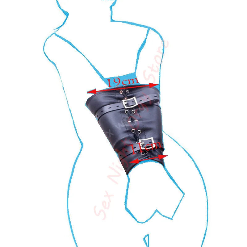 BDSM Sex Bondage Armbinder, Zwangsjacke hinter dem Rücken, SM Leder Armbinder Fessel, abschließbarer Sklavenhandschuh mit Schultergurt