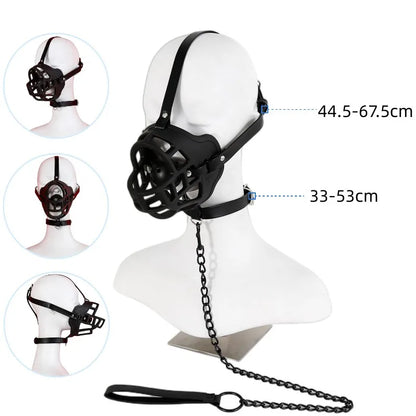 BDSM-Gesichtsmaske aus hohlem Netzgewebe mit offenem Mund und Ballknebel für Fetisch-Sklaven für Paare, Spiele für Erwachsene, Bondage-Fesseln, Cosplay-Sexspielzeug