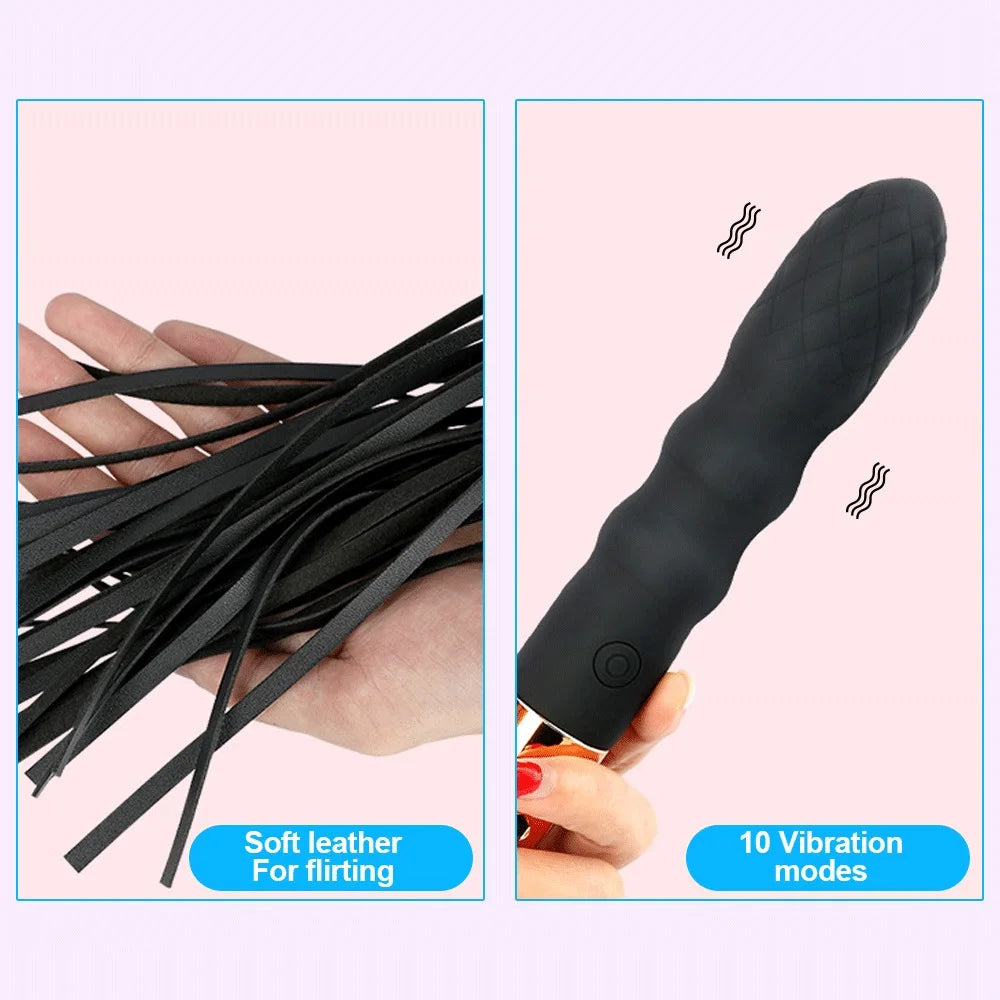 BDSM-Spielzeug, Sklavenpeitsche, Vibrator, Klitorisstimulator, Spanking, Bondage, extremes Sexspielzeug, Flirt, Erwachsene für Frauen, Paarspiel