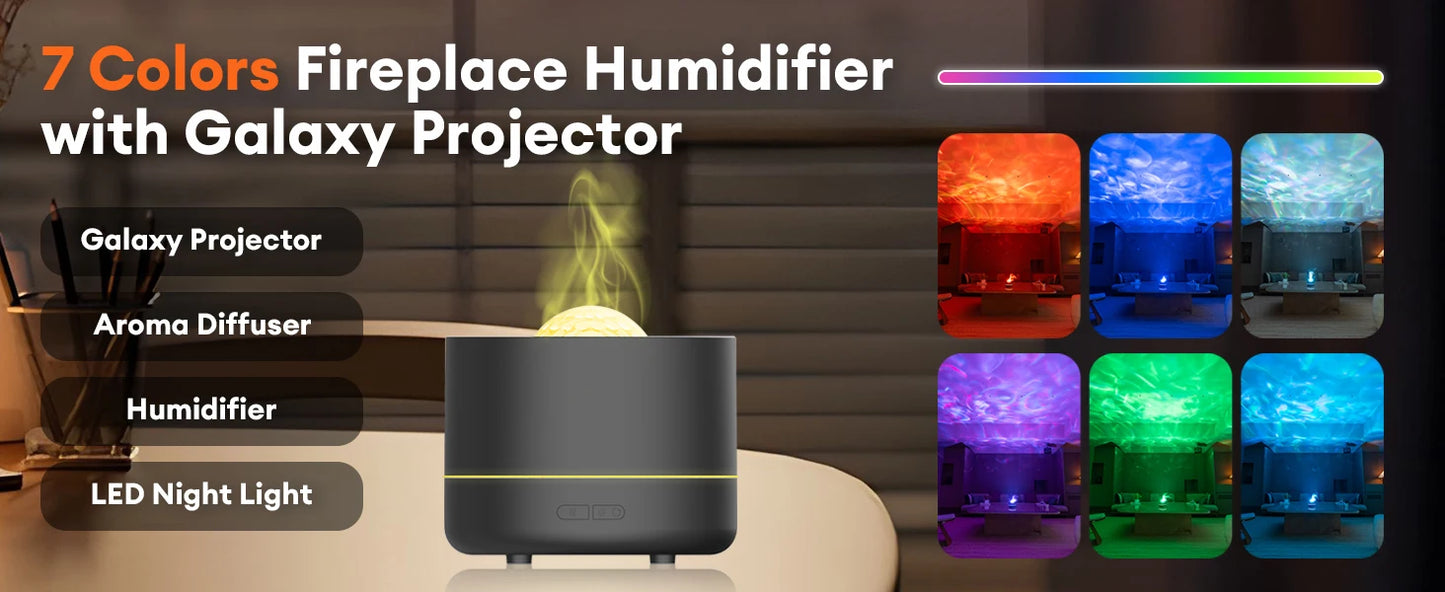 2025 New Model Starry Sky Projection Aroma Diffuser USB Plug-in Seven-color Romantic Atmosphere Lamp Humidifier