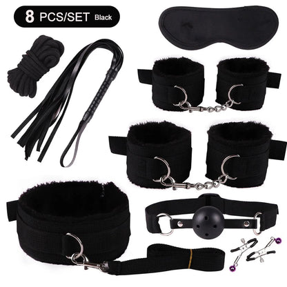 BDSM Sexy Kits Plüsch Sex Bondage Gear Handschellen Sex Spiele Peitsche Knebel Spielzeug für Erwachsene Exotisches Zubehör Sexspielzeug für Paarzubehör