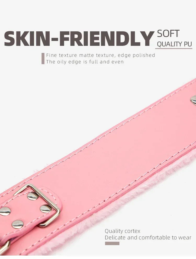 Kits BDSM de cuero sexy para parejas, exóticos, 7 piezas de peluche, juego de bondage sexual, esposas, juegos sexuales, látigo, mordaza, pinzas para pezones, juguetes sexuales.