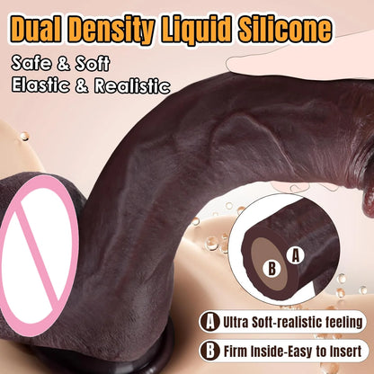 Juguete sexual de consolador negro grande simulado, consolador enorme y grueso con apariencia de piel, con consolador de silicona realista con ventosas