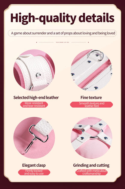 BDSM Bondage Set Restraint Erwachsene Spiel Handschellen Halsband Handgelenk Mundknebel Strap Fetisch SM Sexspielzeug für Frauen Paare Produkt