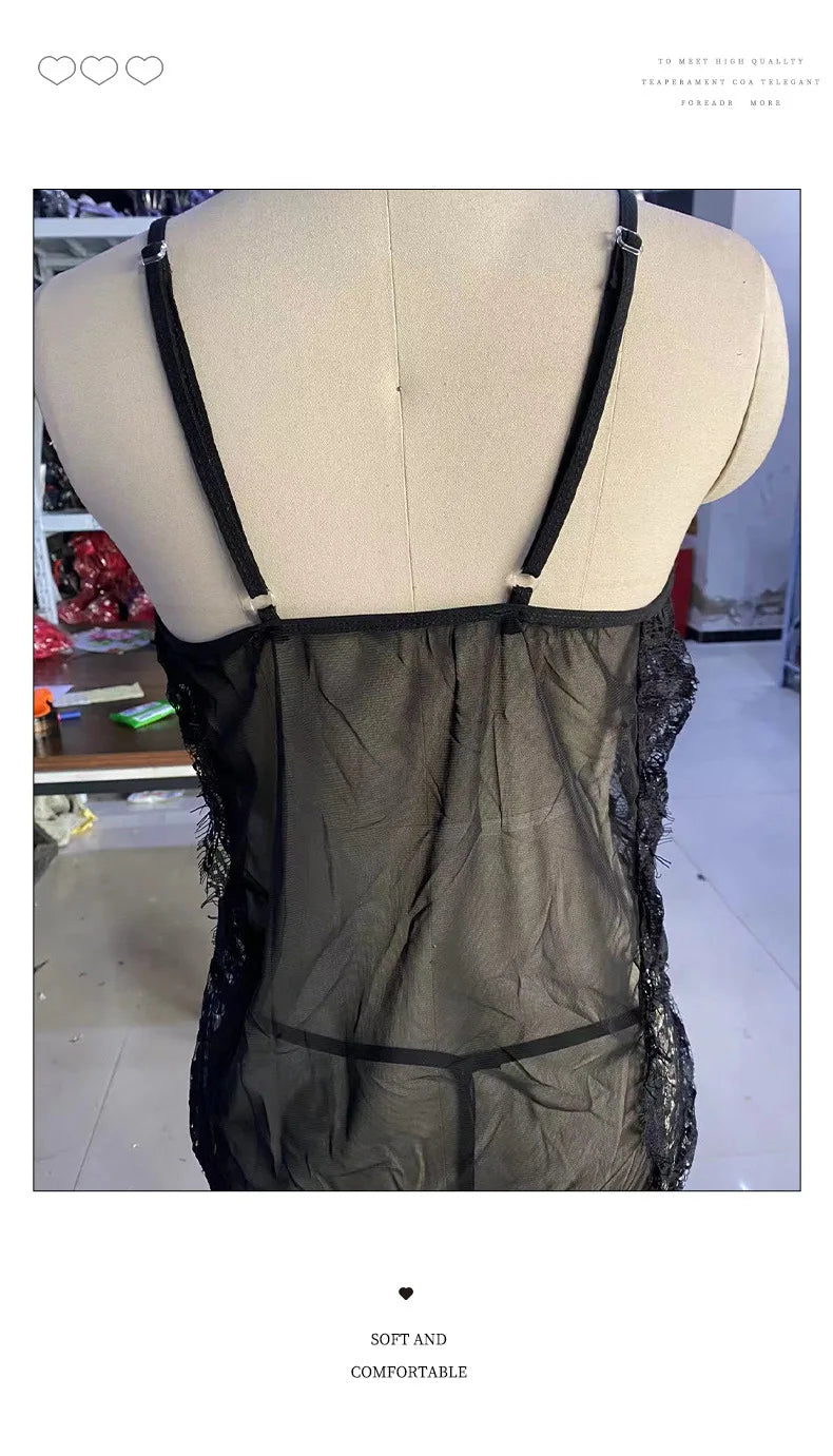 Große Größe Sexy Nachthemd Sex Anzug Spitze Perspektive Fett Sexy Sex Unterwäsche Sexy Dessous Sex Tols für Mädchen Plus Größe Dessous