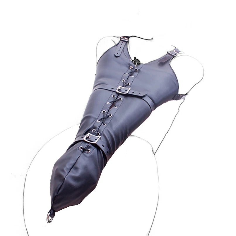 BDSM Sex Bondage Armbinder, Zwangsjacke hinter dem Rücken, SM Leder Armbinder Fessel, abschließbarer Sklavenhandschuh mit Schultergurt
