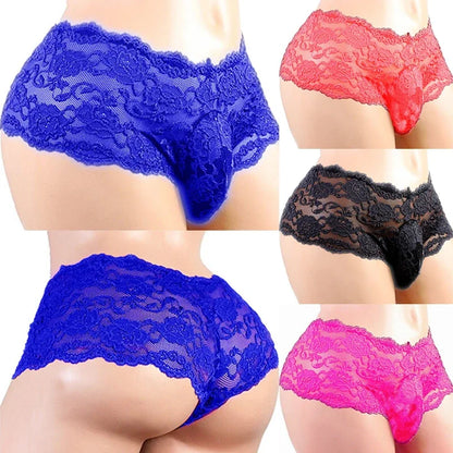 Sexy Dessous Sexy Höschen Herrenunterwäsche Plus Siz Spitze Sissy Männlich Atmungsaktiv Suspensorium Slips G-String Tangas Porno Unterhose