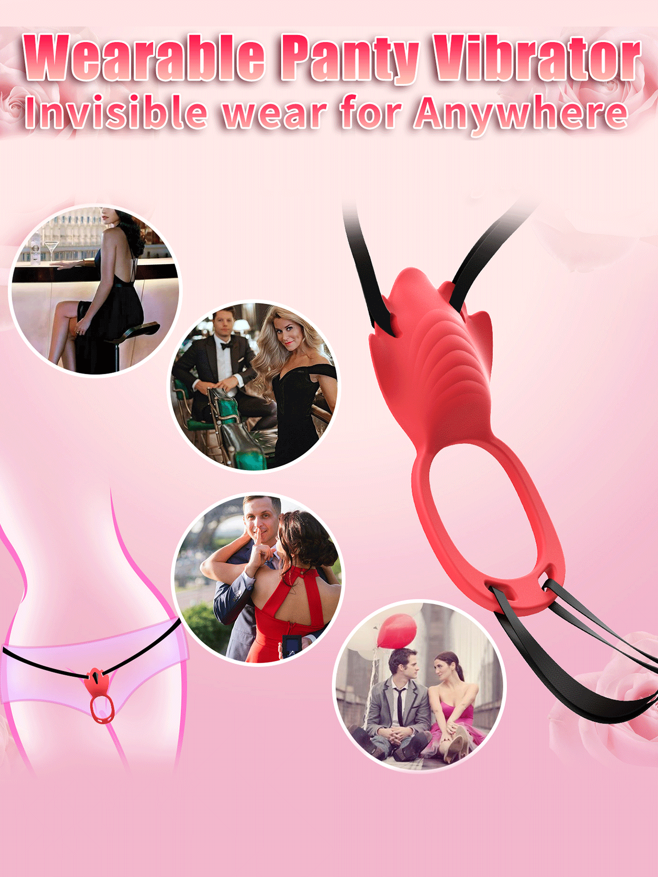 Female Portable Vibrator, 9 Vibrations, App Control, Penis Ring, Clitoral Stimulator, Adult Sex Toys for Women and Couples