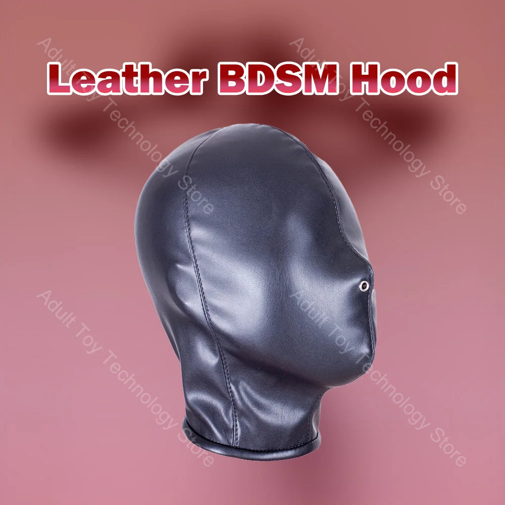 BDSM-Lederhaube, verstellbare Vollkopfbedeckung, sadistisches Sexspiel, Bestrafung, BDSM-Bondage-Training, Sexspielzeug für Erwachsene für Paare