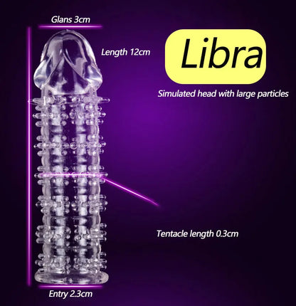 Condón Diente de Lobo Cristalino, Caja Individual, Gran Partícula, Funda para Pene, Anillo Extensor Reutilizable para Pene, Condones Eróticos para Hombres