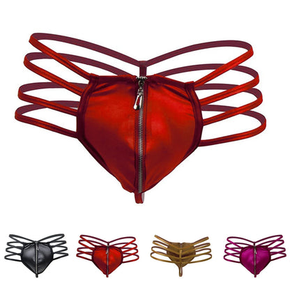 Lencería sexy de talla grande para hombre, transparente, con suspensorio, de piel sintética, tipo tanga, ropa interior para discoteca, erótica japonesa, con espalda en T