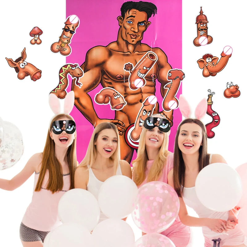 Bachelorette Party Game Funny Paper Poster Hunk Dick Photo Props Bride To Be Hen Night Party Supplies Bridal Shower Wedding Gift