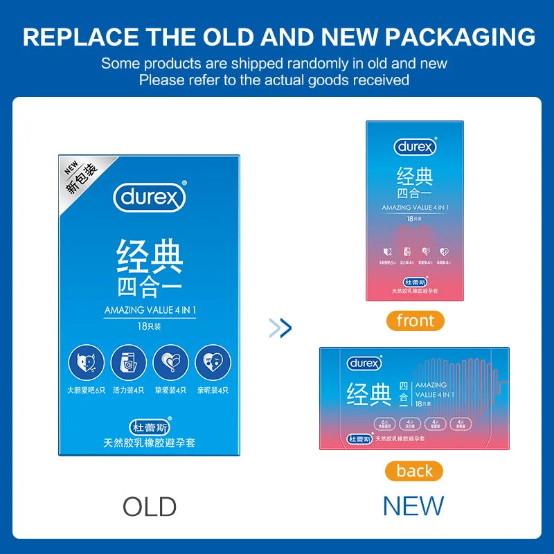Durex Condoms Mixed pack Penis Cock Sleeve Intimate goods Natural Latex Smooth Lubricated for Adult Condoms for men