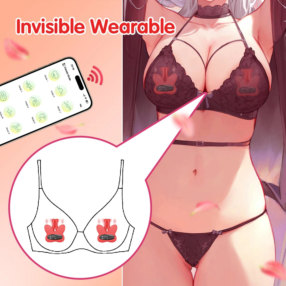 Vibrierende Nippelklemmen, Vibrator, Nippelstimulation mit 9 Vibrationsmodi, BDSM, Sexspielzeug für Erwachsene, für Frauen, Paare, Vergnügen