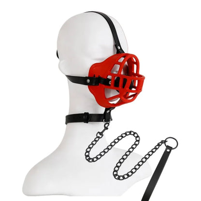 BDSM-Gesichtsmaske aus hohlem Netzgewebe mit offenem Mund und Ballknebel für Fetisch-Sklaven für Paare, Spiele für Erwachsene, Bondage-Fesseln, Cosplay-Sexspielzeug