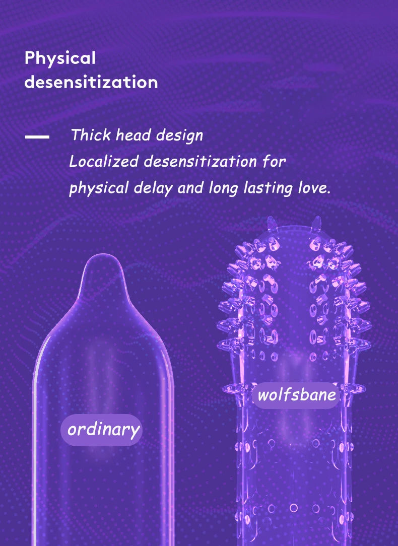 Condón Diente de Lobo Cristalino, Caja Individual, Gran Partícula, Funda para Pene, Anillo Extensor Reutilizable para Pene, Condones Eróticos para Hombres