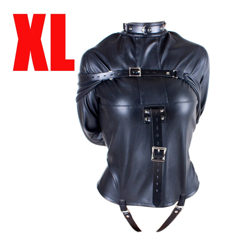 Brazalete de cuero BDSM, juguete sexual con camisa de fuerza, cinturón ajustable de bondage, disfraz sexy de esclava para cosplay para mujer.